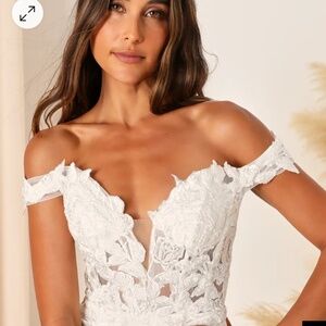 Lulus Precious Romance White Embroidered Off-the-shoulder Maxi Dress - Size 8